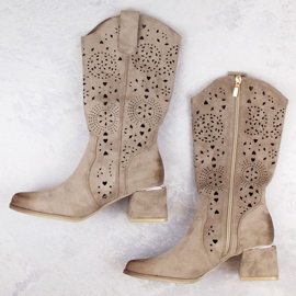 Potocki W WOL210B bottes ajourées en daim, beige 4