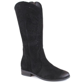 Vinceza W JAN264A bottes ajourées en daim noir le noir 6