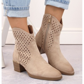 Vinceza W JAN265A bottes de cowboy ajourées en daim, beige 3