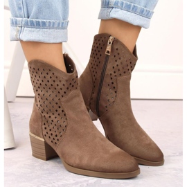 Vinceza W JAN265B bottes de cowboy ajourées en daim, marron brun 3