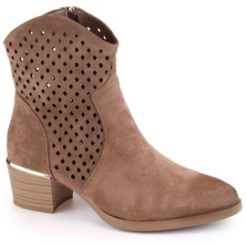 Vinceza W JAN265B bottes de cowboy ajourées en daim, marron brun 4