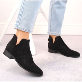 Bottines à talons bas en daim Potocki W WOL212A, noir le noir 5