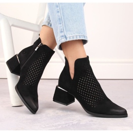 Bottines à talons en daim Potocki W WOL213A, noir le noir 1