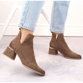 Bottines à talons hauts en daim Potocki W WOL213B, marron brun 3