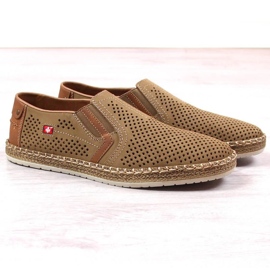 Chaussures ajourées en cuir Rieker M RKR503A, beige 2