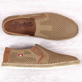 Chaussures ajourées en cuir Rieker M RKR503A, beige 3