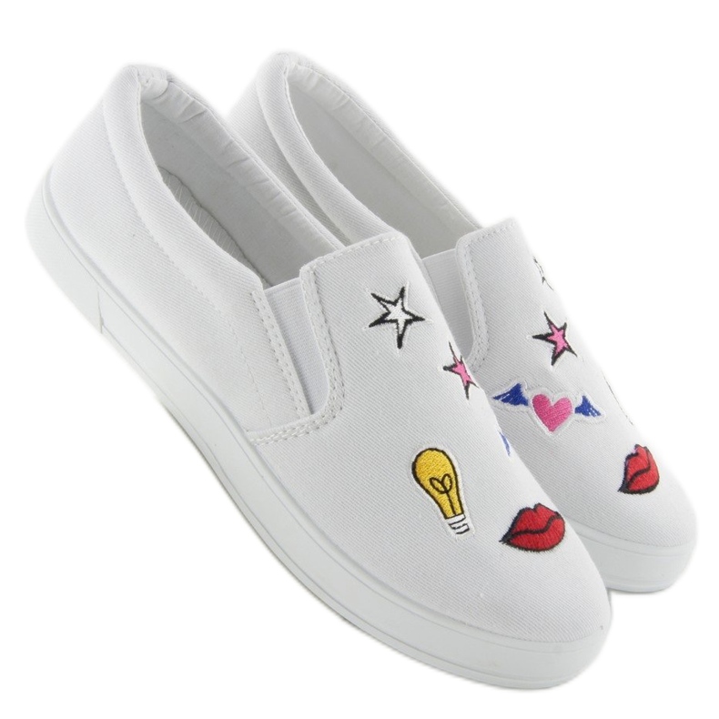 Slipons avec patchs blancs JX41P blanche 1 Slipons avec patchs blancs JX41P blanche 1