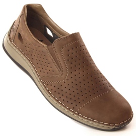 Chaussures ajourées en cuir Rieker M RKR198A marron brun 1