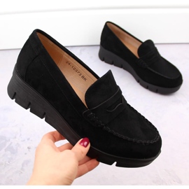 Chaussures femme en daim, mocassins compensés, noir Potocki SZ12373 le noir 4