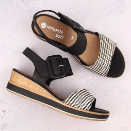 Sandales compensées confortables en cuir avec velcro Remonte D6453-01 le noir 15