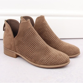 Bottines ajourées à talons bas femme en daim, marron Potocki SZ12307 brun 5