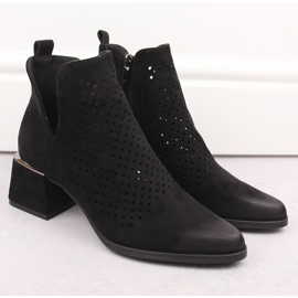 Bottines à talons hauts ajourées femme en daim, noir Potocki SZ12356 le noir 5
