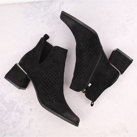 Bottines à talons hauts ajourées femme en daim, noir Potocki SZ12356 le noir 6
