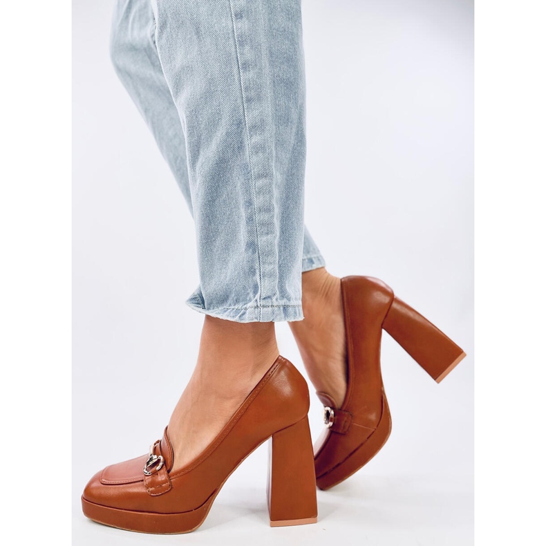 Mocassins à talons Albers Camel brun 1