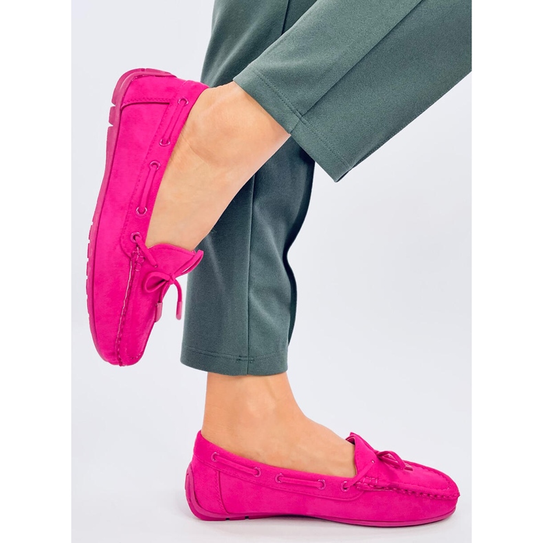 Mocassins Wards en daim fuchsia rose 2