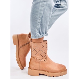 Issey Bottines ajourées kaki beige 4