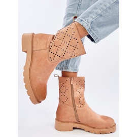 Issey Bottines ajourées kaki beige 2