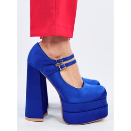 Escarpins à plateforme en satin bleu Prandi 2