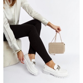 Mocassins en cuir blanc Goe LL2N4038 2
