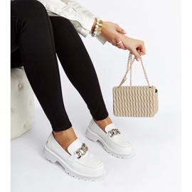 Mocassins en cuir blanc Goe LL2N4038 1