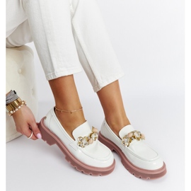 Mocassins en cuir verni blanc Goe NN2N4201 blanche 1