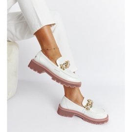 Mocassins en cuir verni blanc Goe NN2N4201 blanche 2
