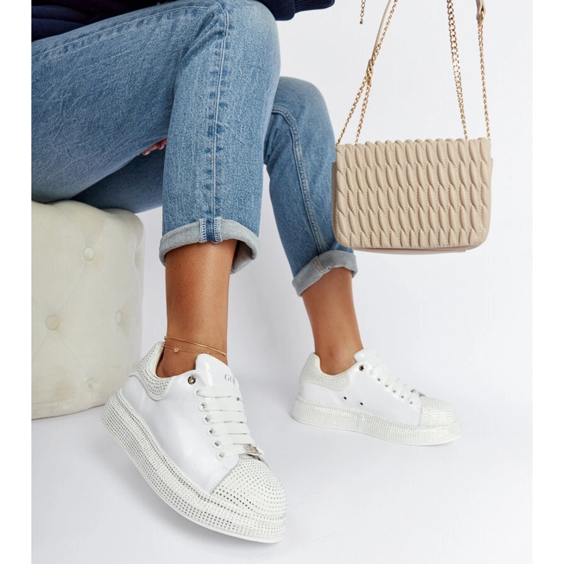 Baskets blanches avec strass Goe NN2N4011 1
