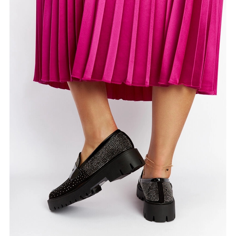 Mocassins noirs ornés de strass Newport 1