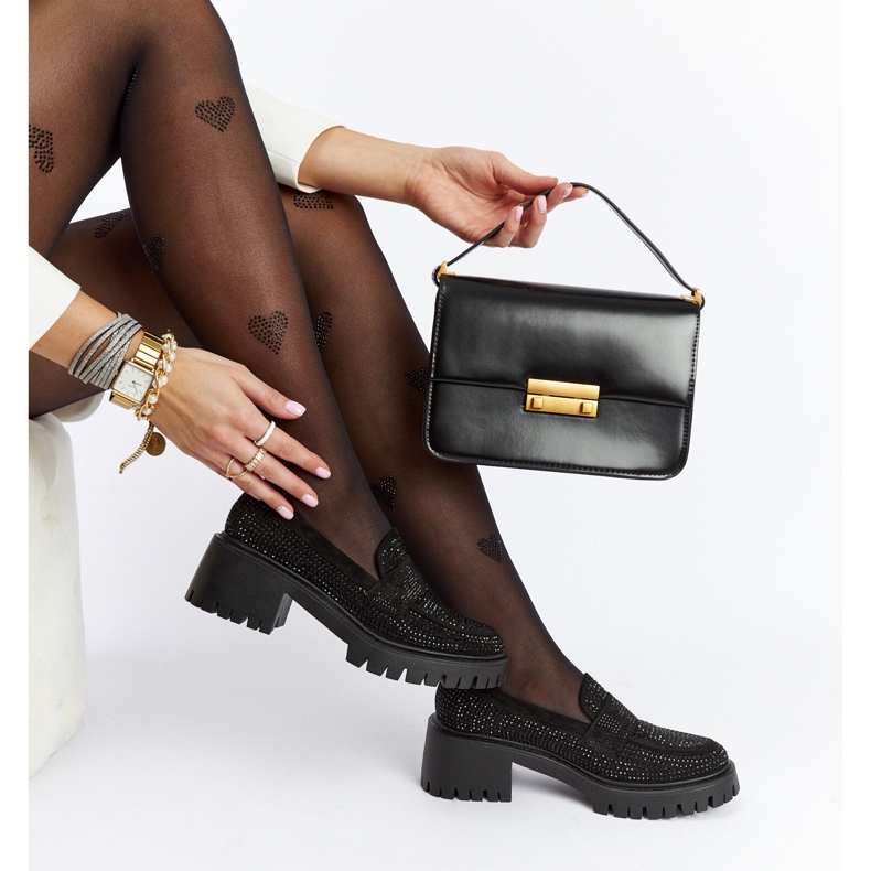 Mocassins noirs à talon Parent massif le noir 1