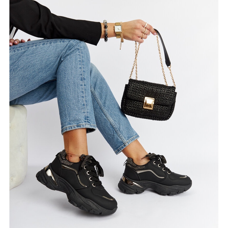 Baskets massives noires avec strass Euclide 1