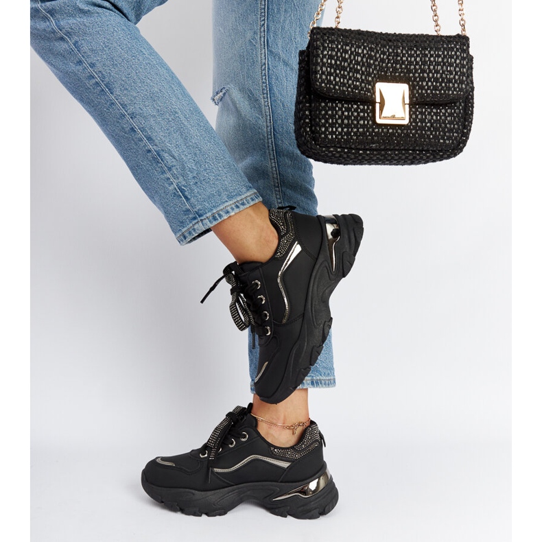 Baskets massives noires avec strass Euclide 2