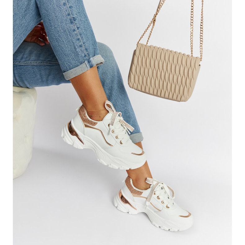 Baskets blanches massives avec strass Euclide 1