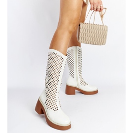 Bottines à talons Anahola ajourées blanches 2