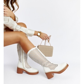 Bottines à talons Anahola ajourées blanches 1