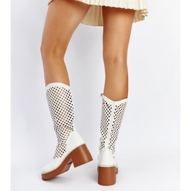 Bottines à talons Anahola ajourées blanches 3