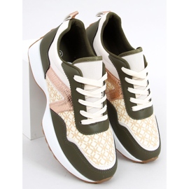 Baskets vertes Akira beige 1