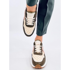 Baskets vertes Akira beige 2