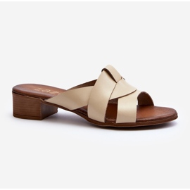 Zazoo 40236 Chaussons en Cuir à Talon Bas pour Femme, Beige 2 Zazoo 40236 Chaussons en Cuir à Talon Bas pour Femme, Beige 2