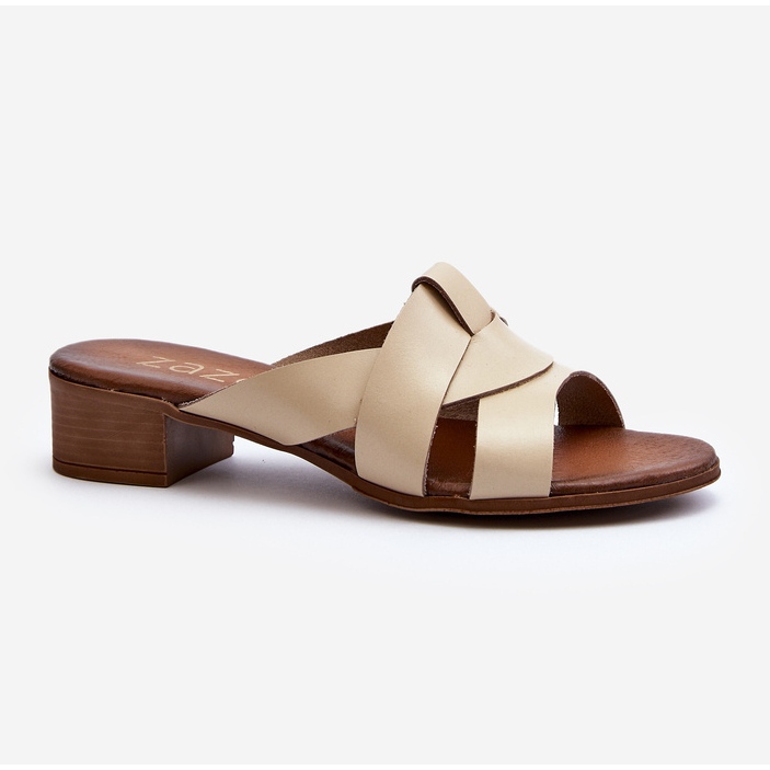 Zazoo 40236 Chaussons en Cuir à Talon Bas pour Femme, Beige 2 Zazoo 40236 Chaussons en Cuir à Talon Bas pour Femme, Beige 2