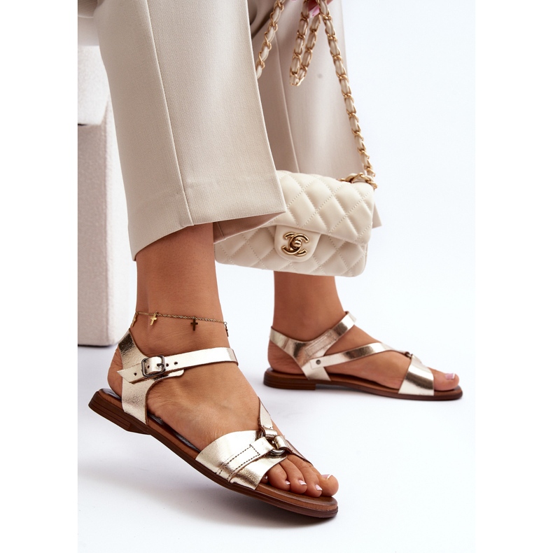 Zazoo 40182 Sandales en cuir pour femme Doré 1