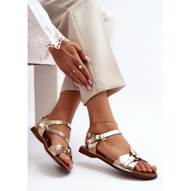 Zazoo 40182 Sandales en cuir pour femme Doré 2