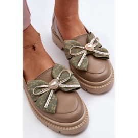 Mocassins en cuir pour femmes avec nœud Laura Messi 2787 Beige 1 Mocassins en cuir pour femmes avec nœud Laura Messi 2787 Beige 1