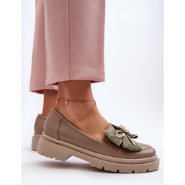 Mocassins en cuir pour femmes avec nœud Laura Messi 2787 Beige 2 Mocassins en cuir pour femmes avec nœud Laura Messi 2787 Beige 2