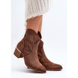 Vinceza Bottes à Talons Bas Ajourées Marron Cilvana brun 4