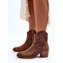 Vinceza Bottes à Talons Bas Ajourées Marron Cilvana brun 7