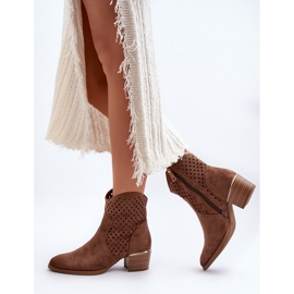 Vinceza Bottes à Talons Bas Ajourées Marron Cilvana brun 8