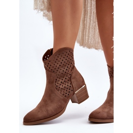 Vinceza Bottes à Talons Bas Ajourées Marron Cilvana brun 10