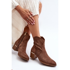 Vinceza Bottes à Talons Bas Ajourées Marron Cilvana brun 1