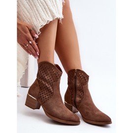 Vinceza Bottes à Talons Bas Ajourées Marron Cilvana brun 2