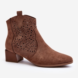 Vinceza Bottines marron ajourées pour femmes de Madalina brun 2